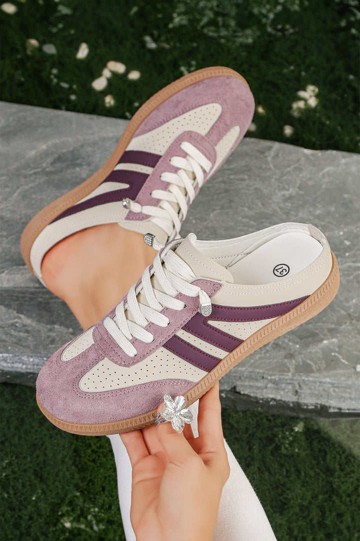 Pink Eyelet PU Leather Patchwork Color Pop Sneakers Dear-Lover Dropshipping