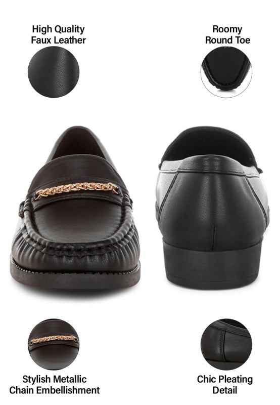 Nemunk Metallic Chain Detail Loafers