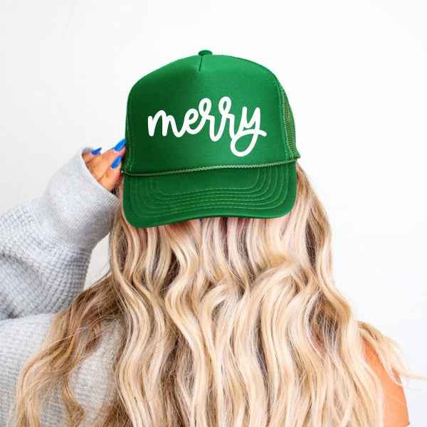 Merry Bold Cursive Puff Print Foam Trucker Hat