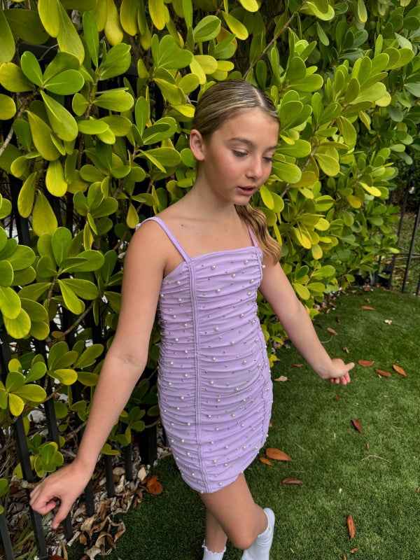 Girls Amelia Tank Dress With Pearls