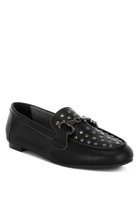 Modaha Horsebit & Embellished Real Leather Loafers