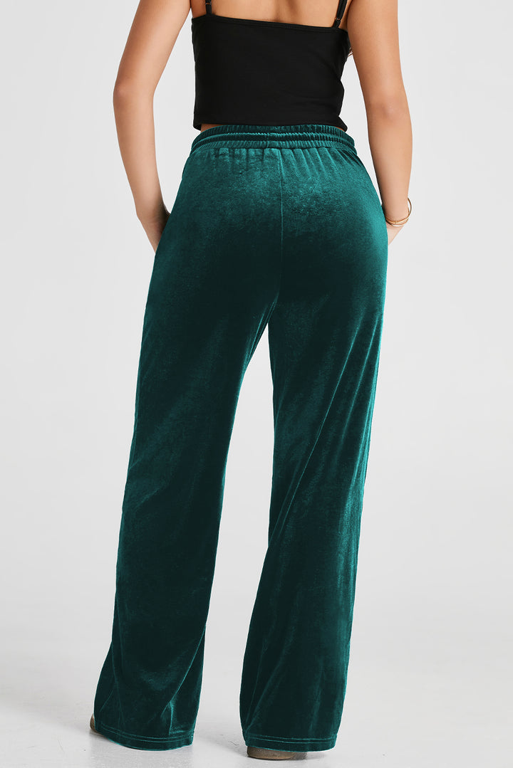 Evergreen Solid Drawstring Waist Wide Leg Pants Dear-Lover Dropshipping