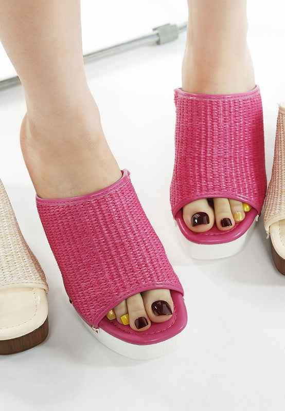 Marengo Raffia Wooden Clogs