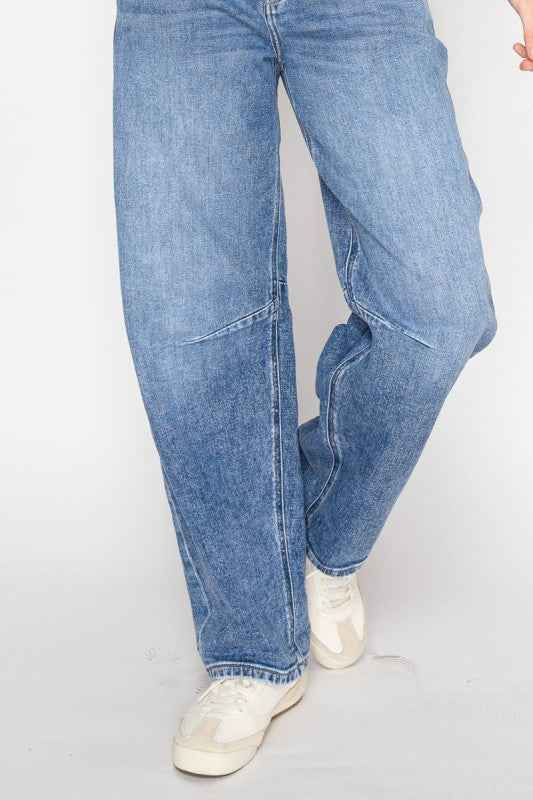 Sloane Adjustable Strap Waistband Barrel Jeans