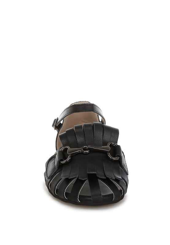 Ramita Horsebit Fringe Flat Sandals