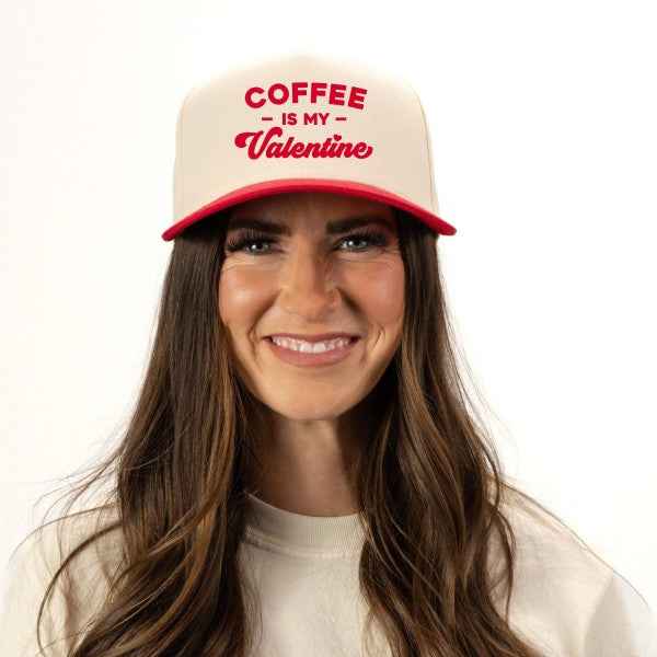 Coffee Is My Valentine Canvas Trucker Hat