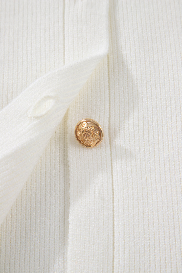 Yellow Cream Solid Color Sleeveless Knit Button Pocketed Sweater Dear-Lover Dropshipping