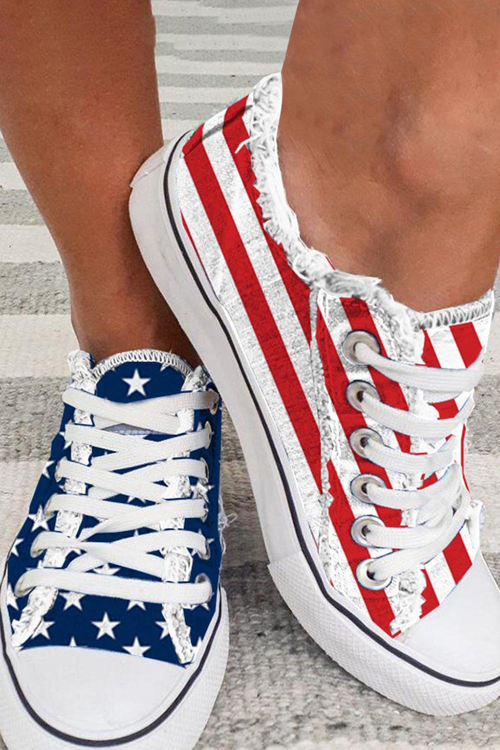 Blue American Flag Lace-up Canvas Flat Shoes Dear-Lover Dropshipping
