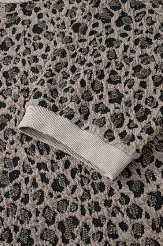 Leopard Textured Short Sleeve Jumper and Pants Set