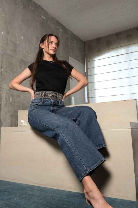 Double Snap On Waistband Layered Ultra High Rise W