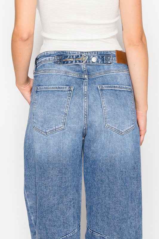 Sloane Adjustable Strap Waistband Barrel Jeans