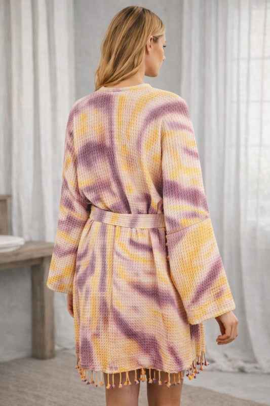 Unisex Cotton Waffle Robe, Honeycomb Weave Bath, B