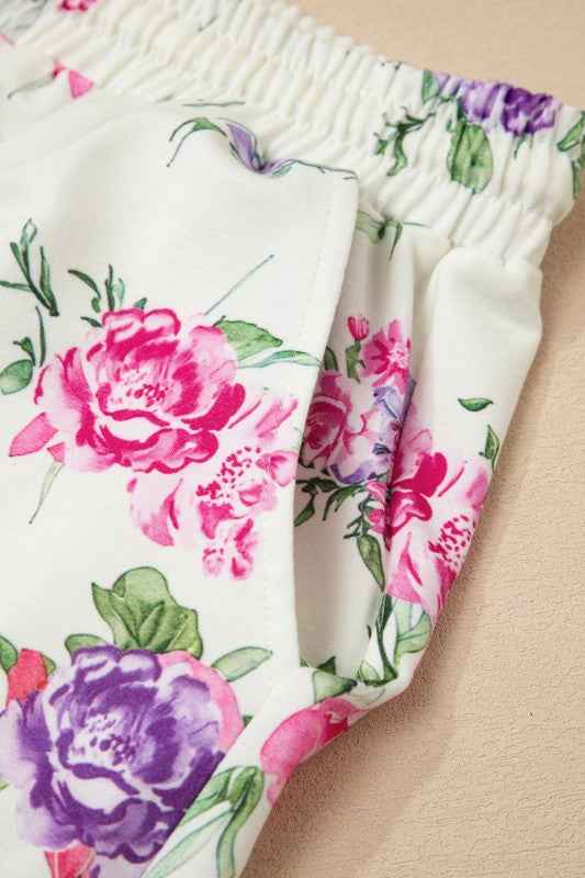 Floral Pullover and Drawstring Lounge Set