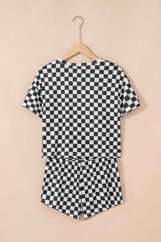 Checker T-Shirt & High Waist Skort Set