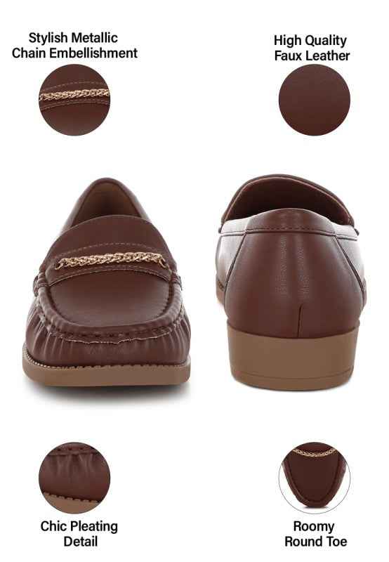 Nemunk Metallic Chain Detail Loafers