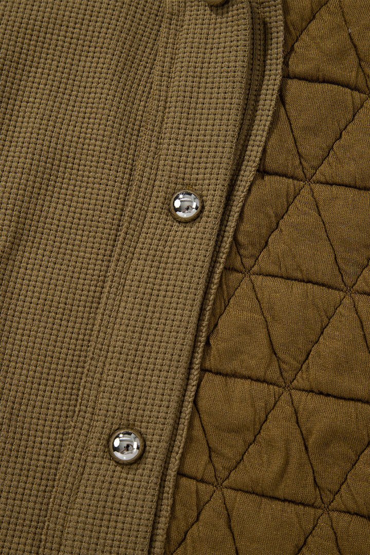 Jungle Green Quilted Textured Patchwork Loose Fit Hooded Jacket Dear-Lover Dropshipping