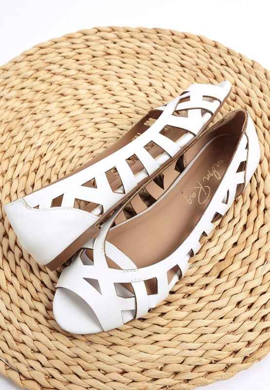 Moira Woven Peep Toe Flats
