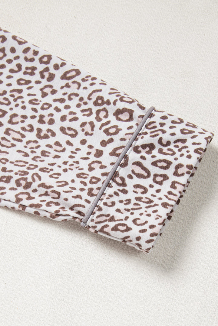 White Leopard Print Long Sleeve and Pants Pajamas Set Dear-Lover Dropshipping