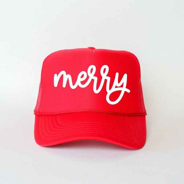 Merry Bold Cursive Puff Print Foam Trucker Hat