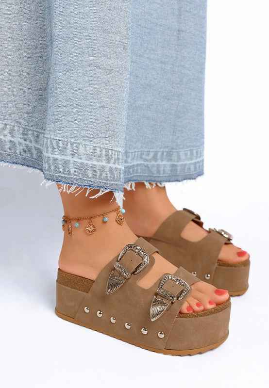 Zaphod Faux Leather Flatform Slip Ons