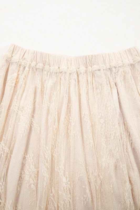 Lace Cascading Tiered High Waist Maxi Skirt