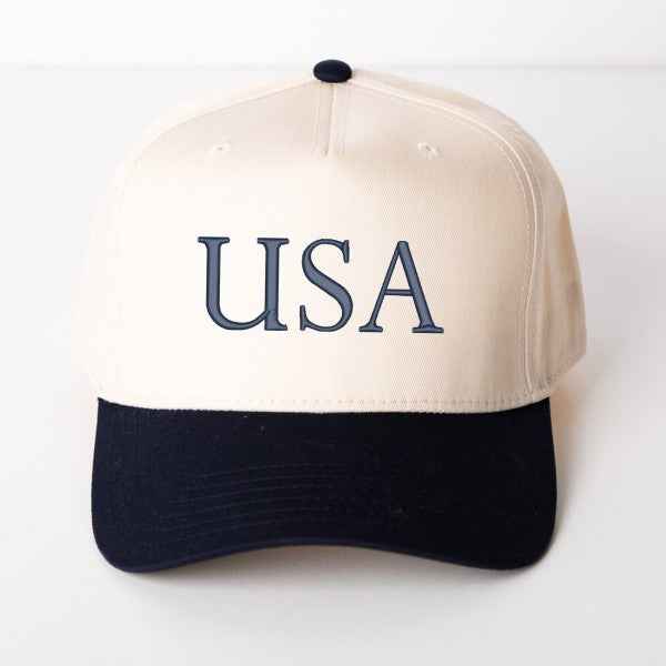 Embroidered USA Letters Canvas Trucker Hat