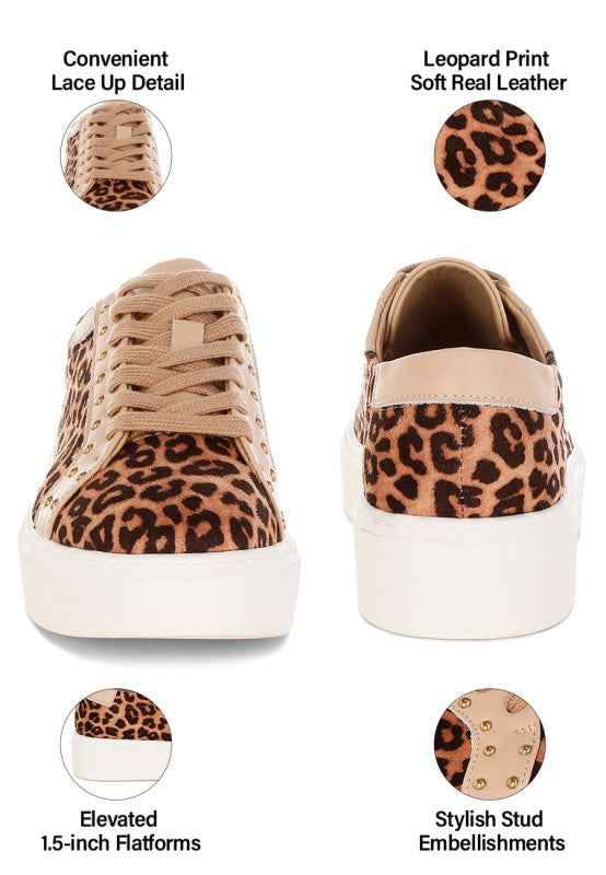 Flippin Studded Leopard Print Chunky Sneakers