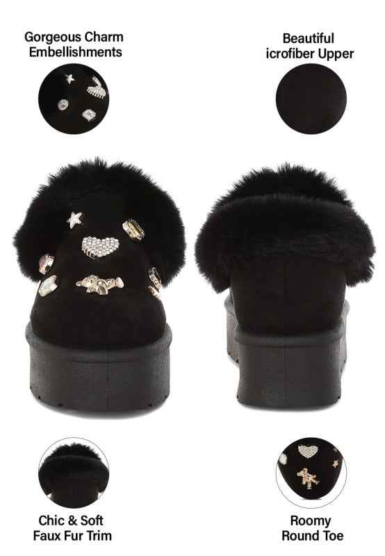 Zeta Charm Detail Slip On Snow Boots