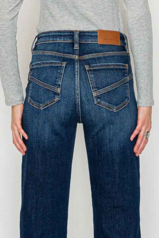 High Rise Ankle Straight Jeans - Western Detail De
