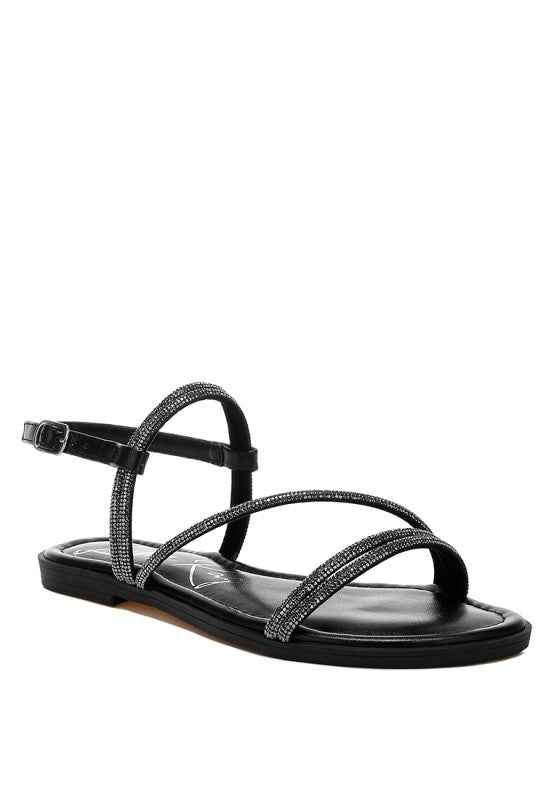 Bawley Rhinestone Strappy Flat Sandals