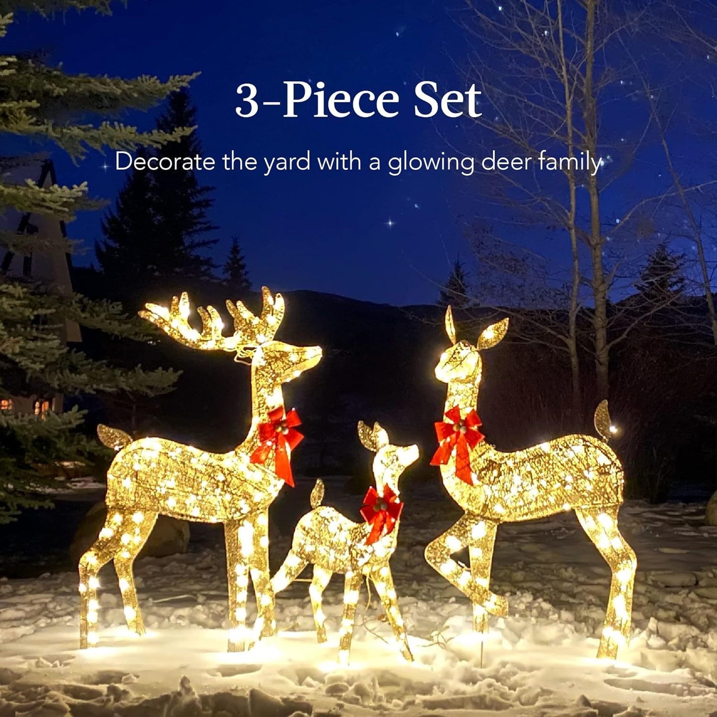 Golden Christmas Reindeer Set - 3-Piece Holiday Decoration