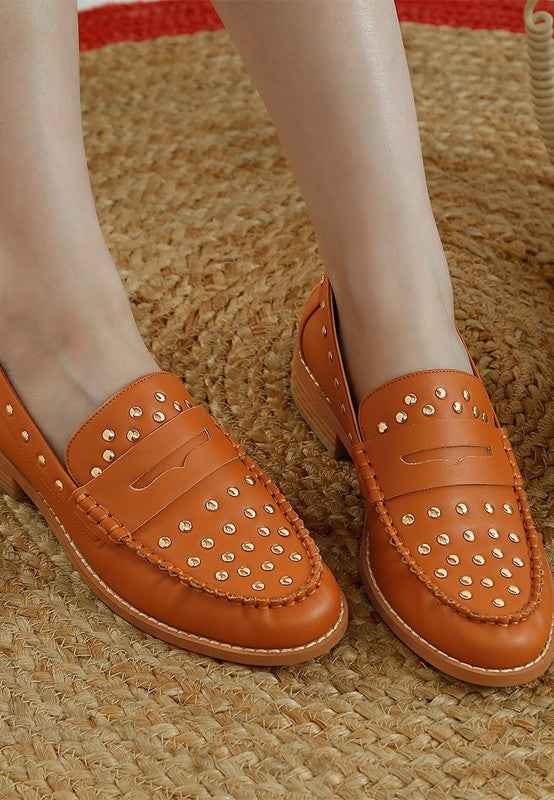 Oglavia Studs Embellished Leather Loafers