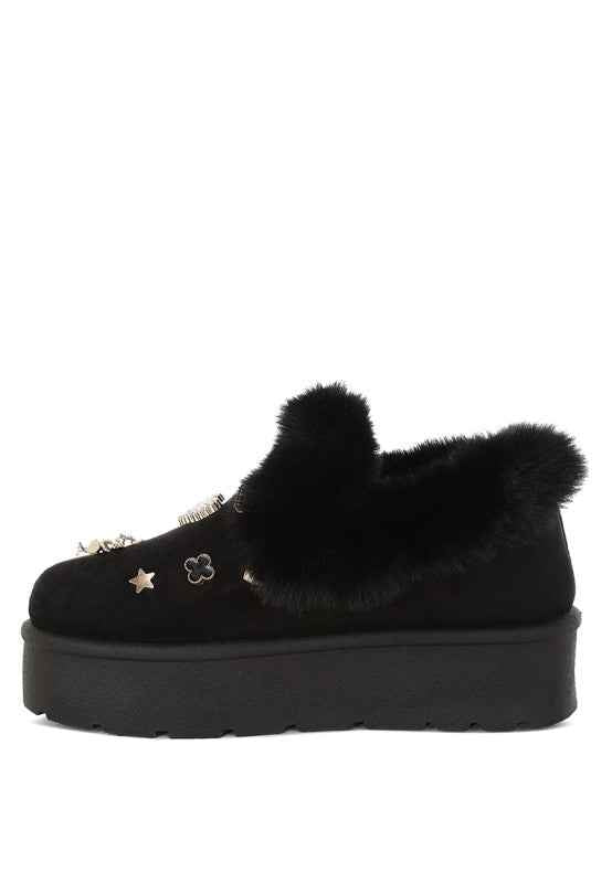 Zeta Charm Detail Slip On Snow Boots