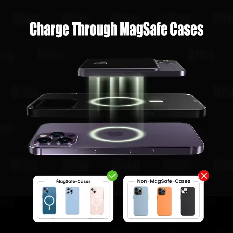 Magnetic Power Bank 10000mAh, Wireless Battery Pack 20W Fast Charging Compatible with Mag-Safe, Metal Body Portable Charger with Digital Display for iPhone.