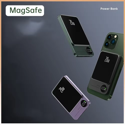 Magnetic Power Bank 10000mAh, Wireless Battery Pack 20W Fast Charging Compatible with Mag-Safe, Metal Body Portable Charger with Digital Display for iPhone.